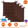 4Pcs Chair Cushion Pads Pillow 17.72x17.72x2.37in Soft Tie On Square Sitting Mats For Home Office Car Sitting Travel