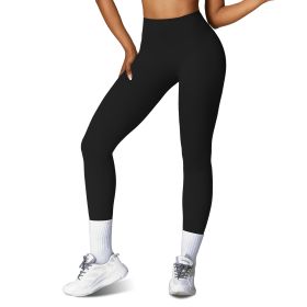 Women\'s High Waist Workout Leggings Tummy Control Compression Yoga Tight Pants Gym Pants Athletic Running Leggings with 25In Inseam No Front Seam (Option: LeggingsBlackXL)