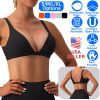 Women Deep V-Neck Sports Bras U-Shaped Back Sport Bras Padded Strappyòop Open Back Low Impact Bras Sexy©tness!nk Tops with Removable Pads for Gy