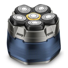 Cordless Electric Head Shaver For Men 6D Magnetic Floating Head IPX6 Waterproof Wet Dry Shaving Electric Razor Type-C Rechargeable Trimmer With LED Di (Option: HeadShaverBlue)