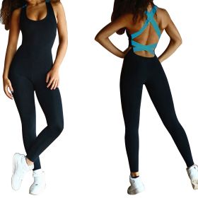 Women\'s Sports YOGA Workout Gym Fitness Jumpsuit (Option: GiftGymFitPantsBlueXXL)