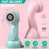 Facial Cleansing Brush IPX6 Waterproof 2 Speeds Face Brush w/3 Brush Heads USB Rechargeable for Deep Cleansing Gentle Exfoliation