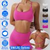 Women Cross Back Sport Bras Padded Strappyòop Open Back Low Impact Bras Sexy©tness!nk Tops with Removable Pads Thin Straps for Gym Yoga Workout