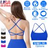 Women Cross Back Sport Bras Padded Strappyòop Open Back Low Impact Bras Sexy©tness!nk Tops with Removable Pads Thin Straps for Gym Yoga Workout