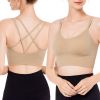 3Packs Women Cross Back Sport Bras Padded Strappyedium Support Bras Sexy©tness!nk Tops with Removable Pads for Gym Yoga Workout Running