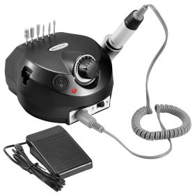 Acrylic Nail Drill Machine 25000RPM Electric Handpiece Glazing w/6 Bits Cuticle Grinder Manicure Pedicure Polishing File Kit for Nail Art (Option: NailArtDrillBlackUS)