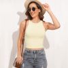 Women Sleeveless Cropped Tank Top High Neck Crop Racer Back Workout Top Machine Washable Summer S M L XL 2XL