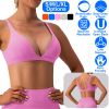 Women Deep V-Neck Sports Bras U-Shaped Back Sport Bras Padded Strappyòop Open Back Low Impact Bras Sexy©tness!nk Tops with Removable Pads for Gy