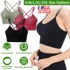 3Packs Women Cross Back Sport Bras Padded Strappyedium Support Bras Sexy©tness!nk Tops with Removable Pads for Gym Yoga Workout Running